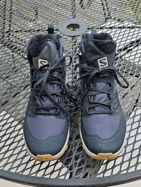 Salomon Black and Gray Trail Boots with Tan Soles